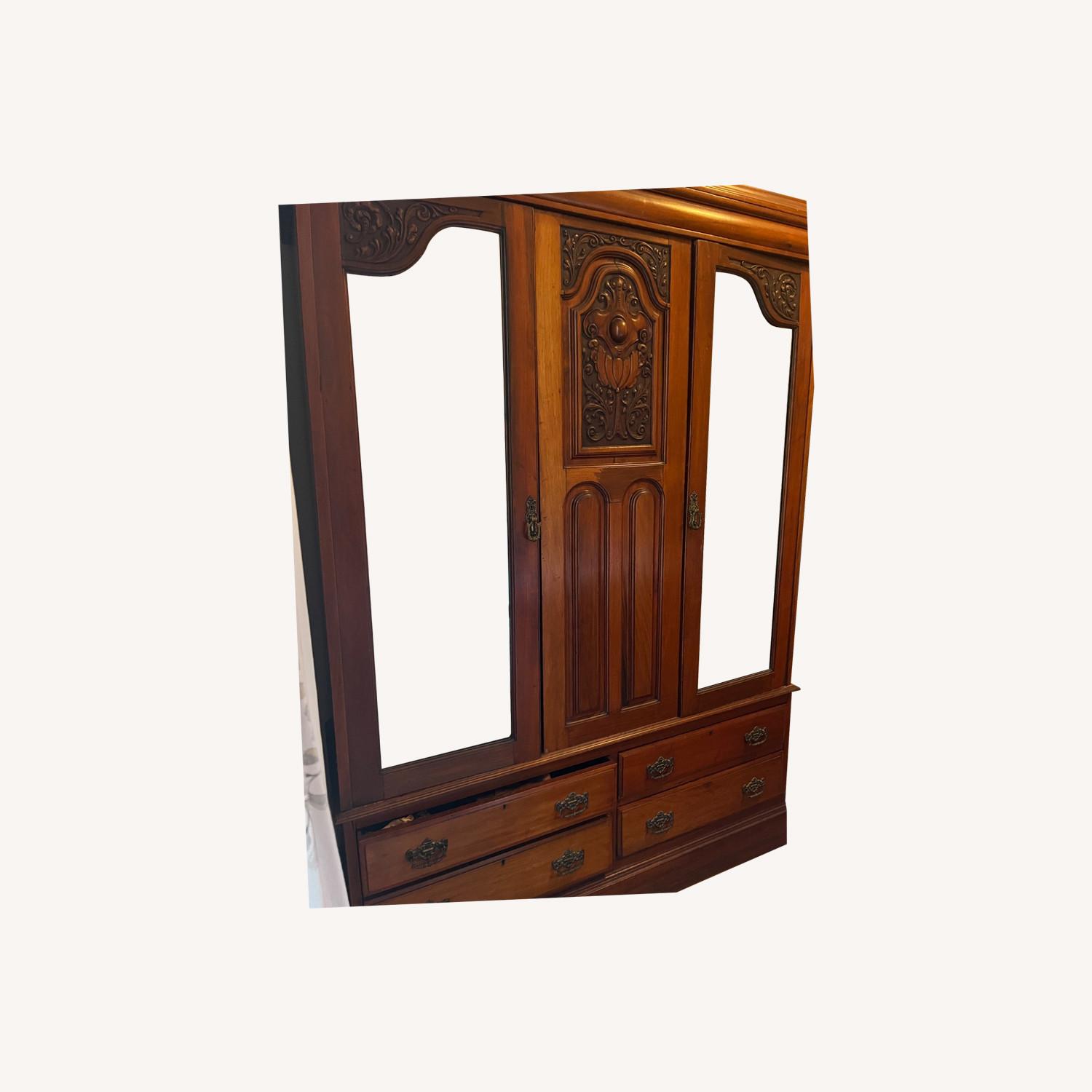 Vintage/Antique Finds Dark Brown Wood Armoire - image-0