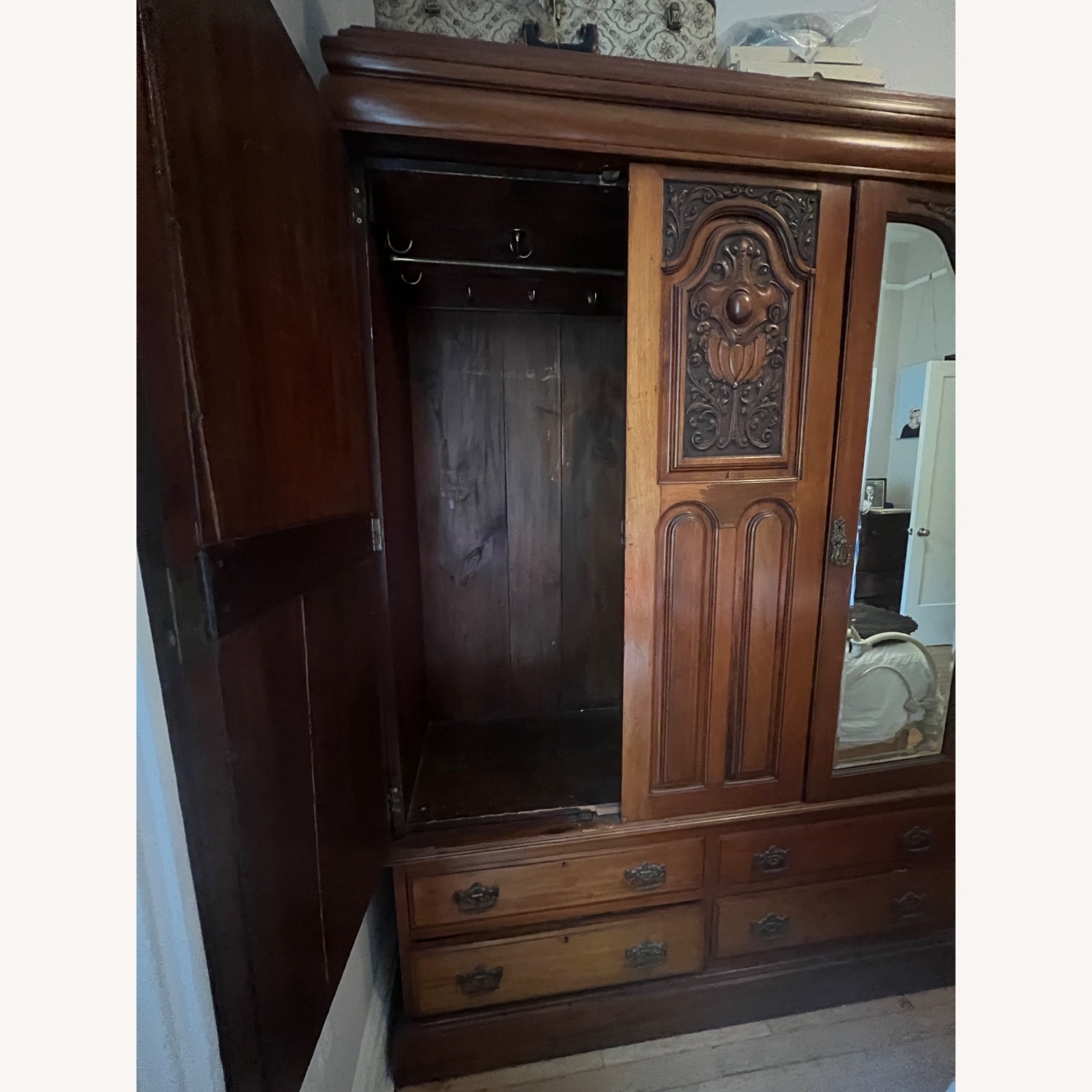 Vintage/Antique Finds Dark Brown Wood Armoire - image-3