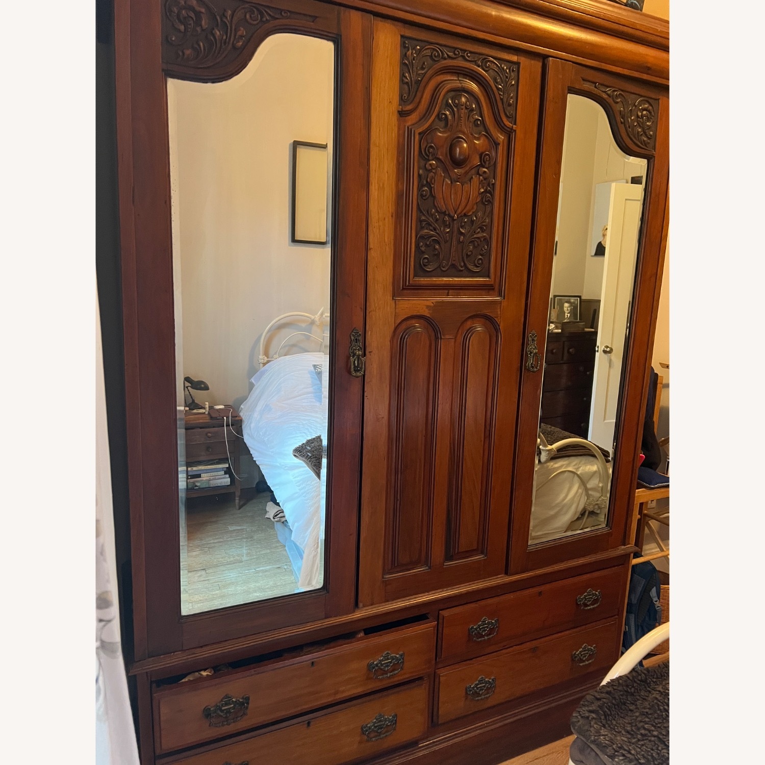 Vintage/Antique Finds Dark Brown Wood Armoire - image-1