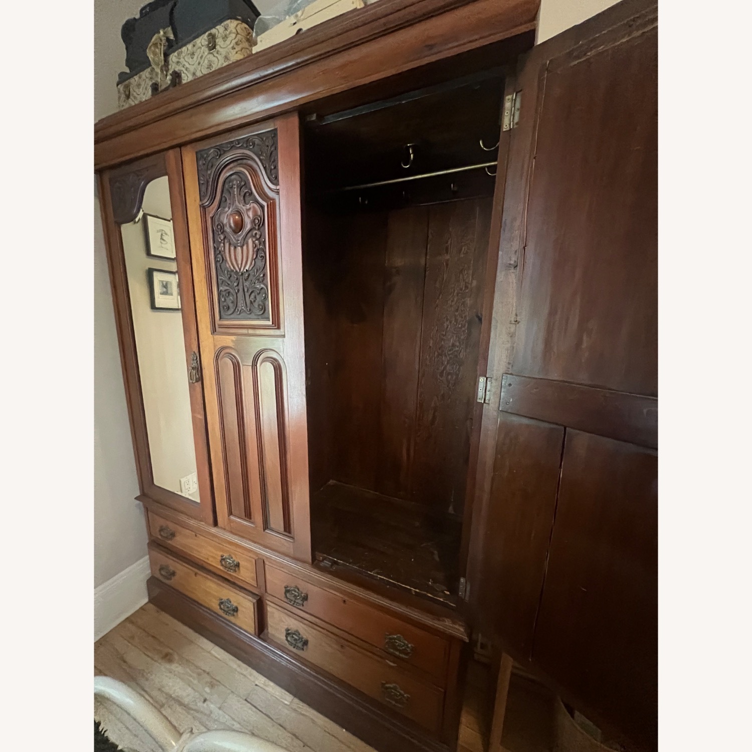 Vintage/Antique Finds Dark Brown Wood Armoire - image-4