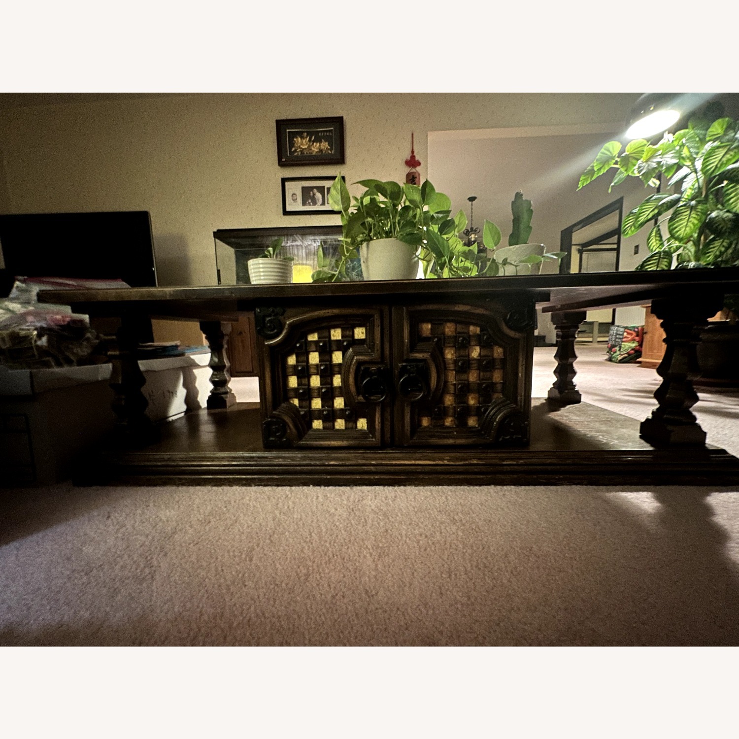 Dark Brown Wood Coffee Table 2 piece - image-1