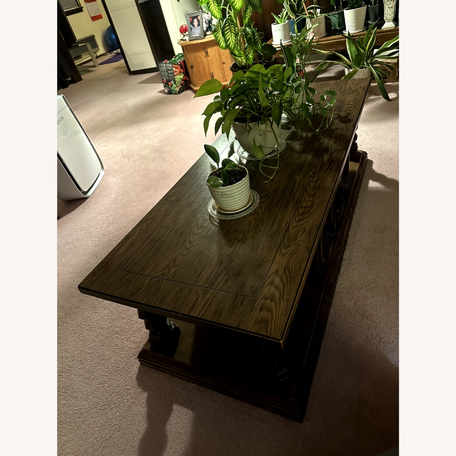 Dark Brown Wood Coffee Table 2 piece - image-3