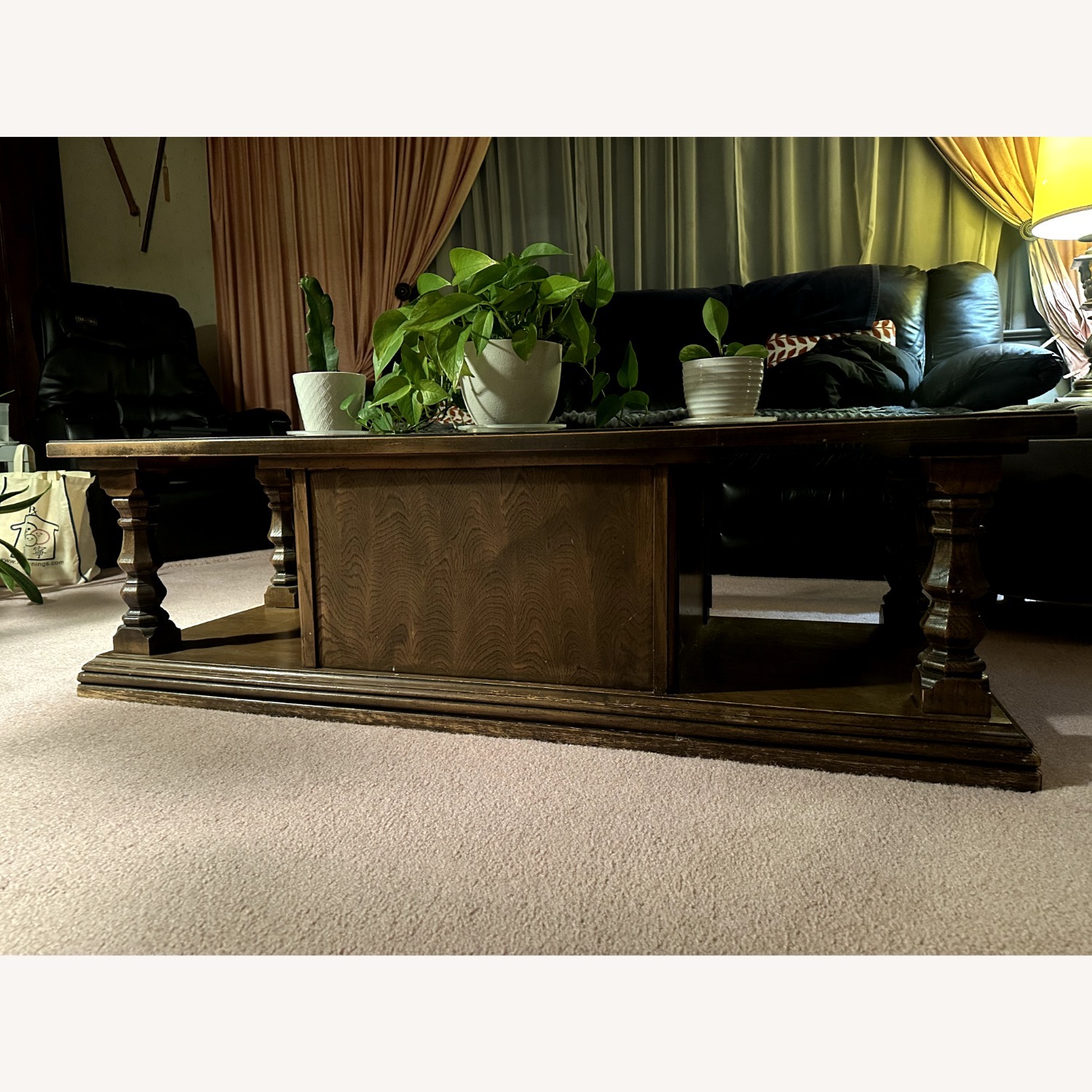 Dark Brown Wood Coffee Table 2 piece - image-2