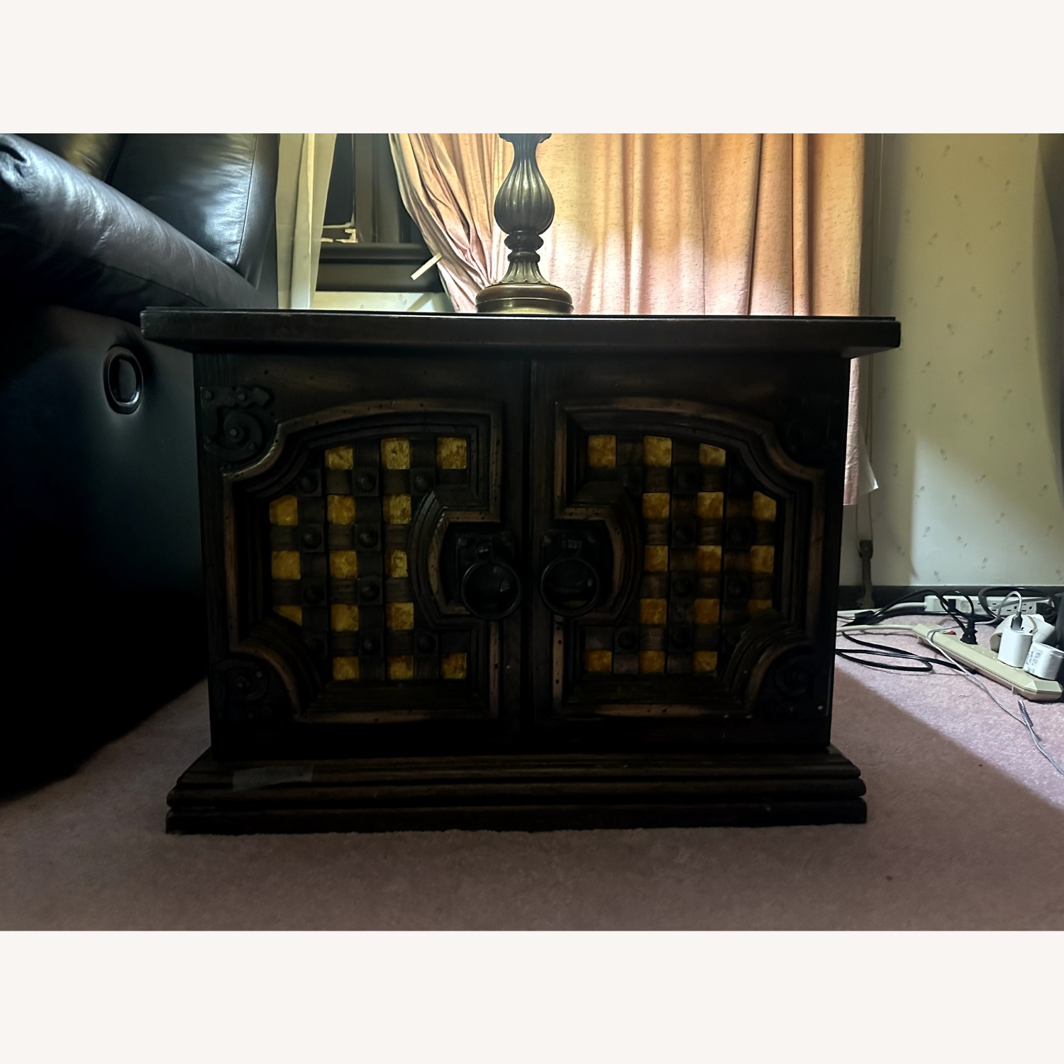 Dark Brown Wood Coffee Table 2 piece - image-5