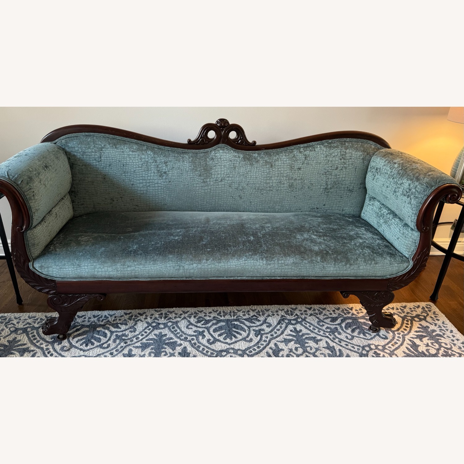 Vintage/Antique Finds Blue Wood 3+ Seater Sofa - image-1
