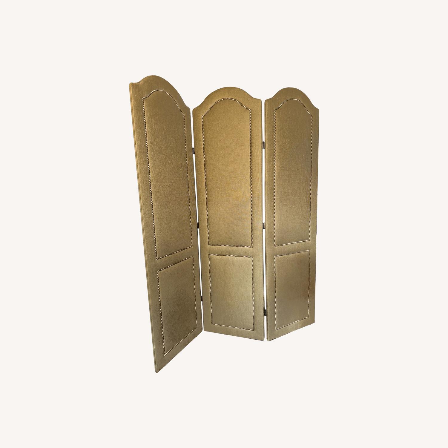 Upholstered Folding Screen with Nailheads - image-0