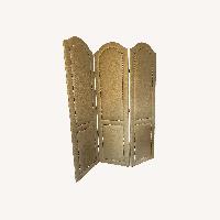 Upholstered Folding Screen with Nailheads