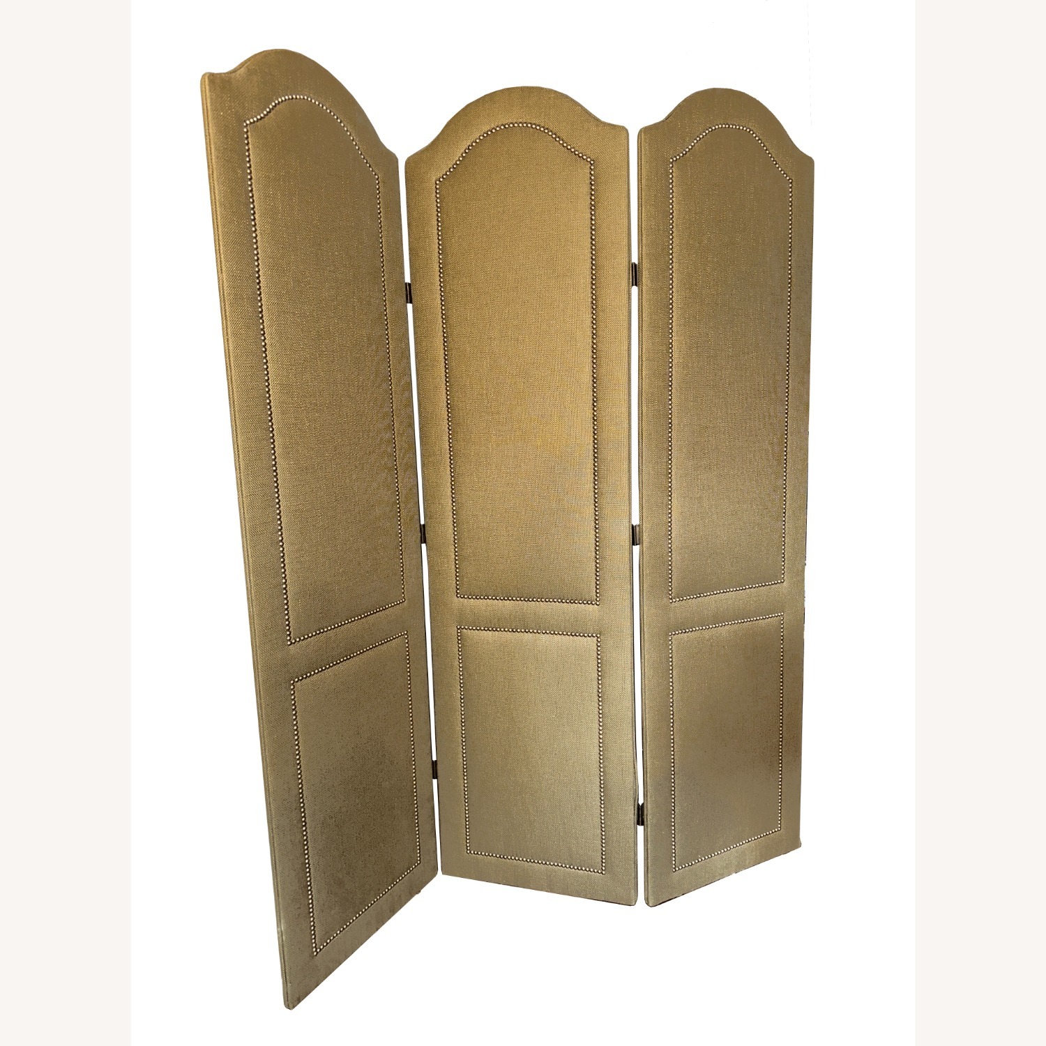 Upholstered Folding Screen with Nailheads - image-1
