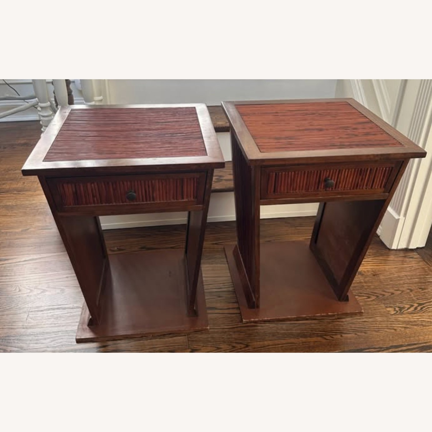 Vintage Boho Bamboo Nightstands / Side Tables - image-9