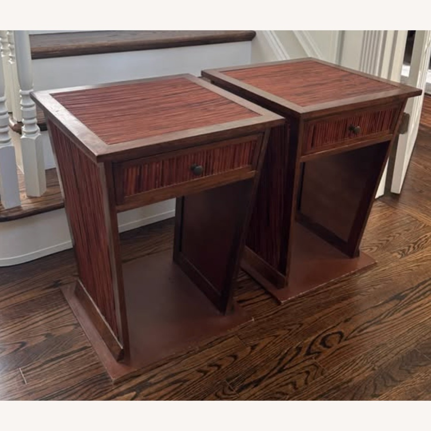 Vintage Boho Bamboo Nightstands / Side Tables - image-4