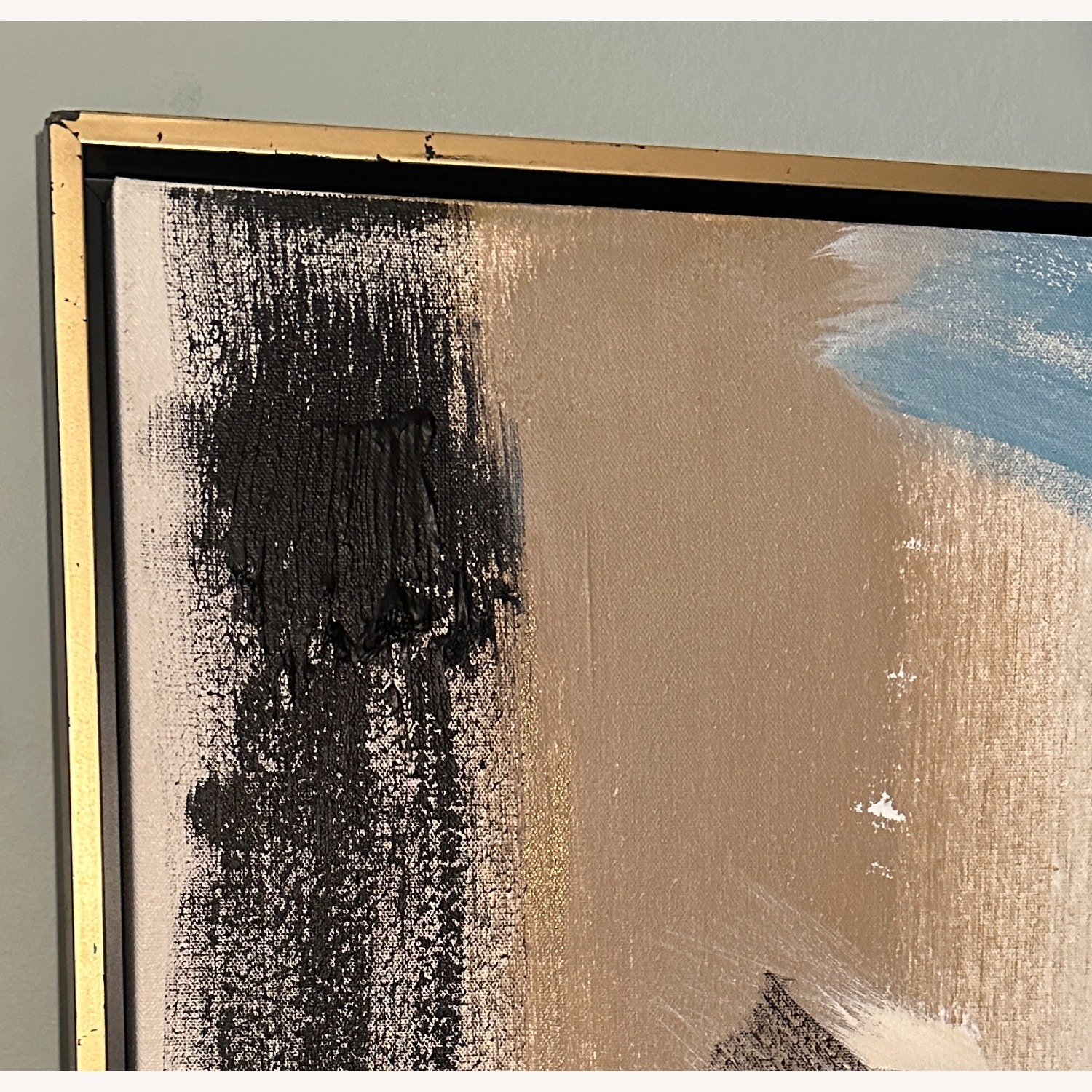 Large Abstract Painting in Gold Float Frame - image-8