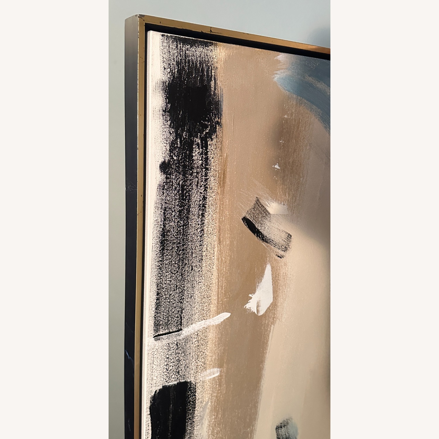 Large Abstract Painting in Gold Float Frame - image-6