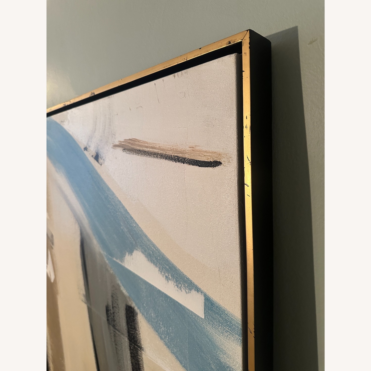 Large Abstract Painting in Gold Float Frame - image-5