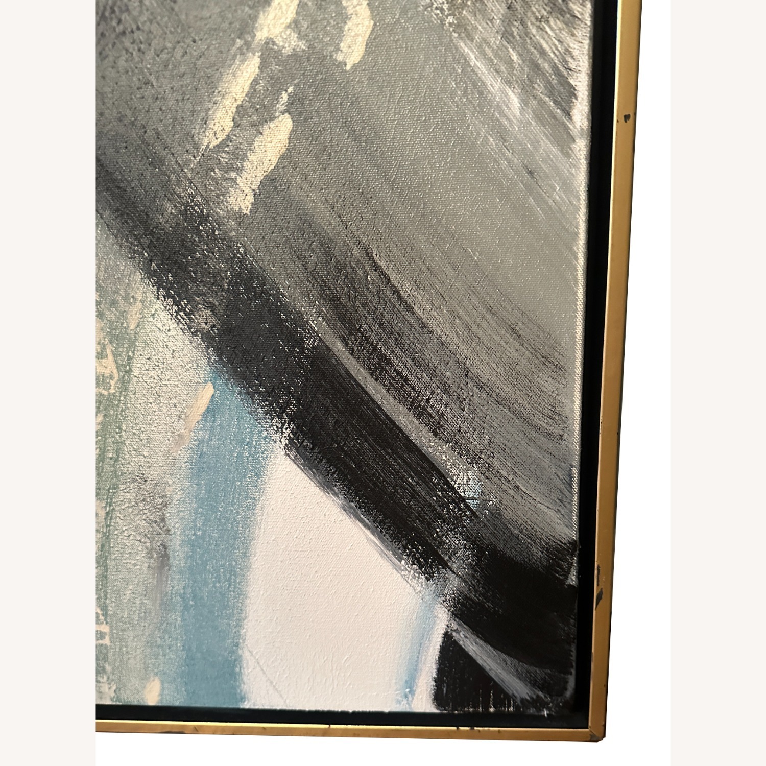 Large Abstract Painting in Gold Float Frame - image-3