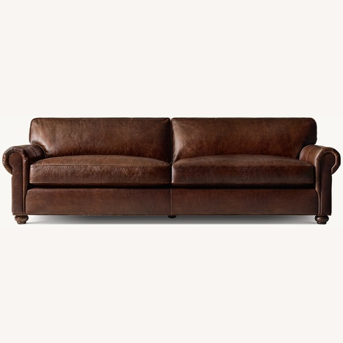 Used Restoration Hardware Red Leather 2 Seater Sofa for sale on AptDeco