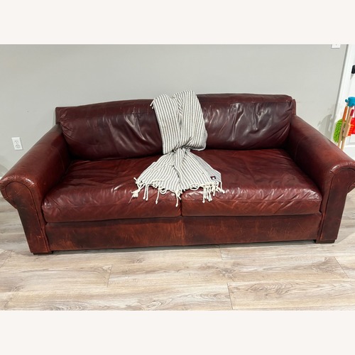 Used Restoration Hardware Red Leather 2 Seater Sofa for sale on AptDeco