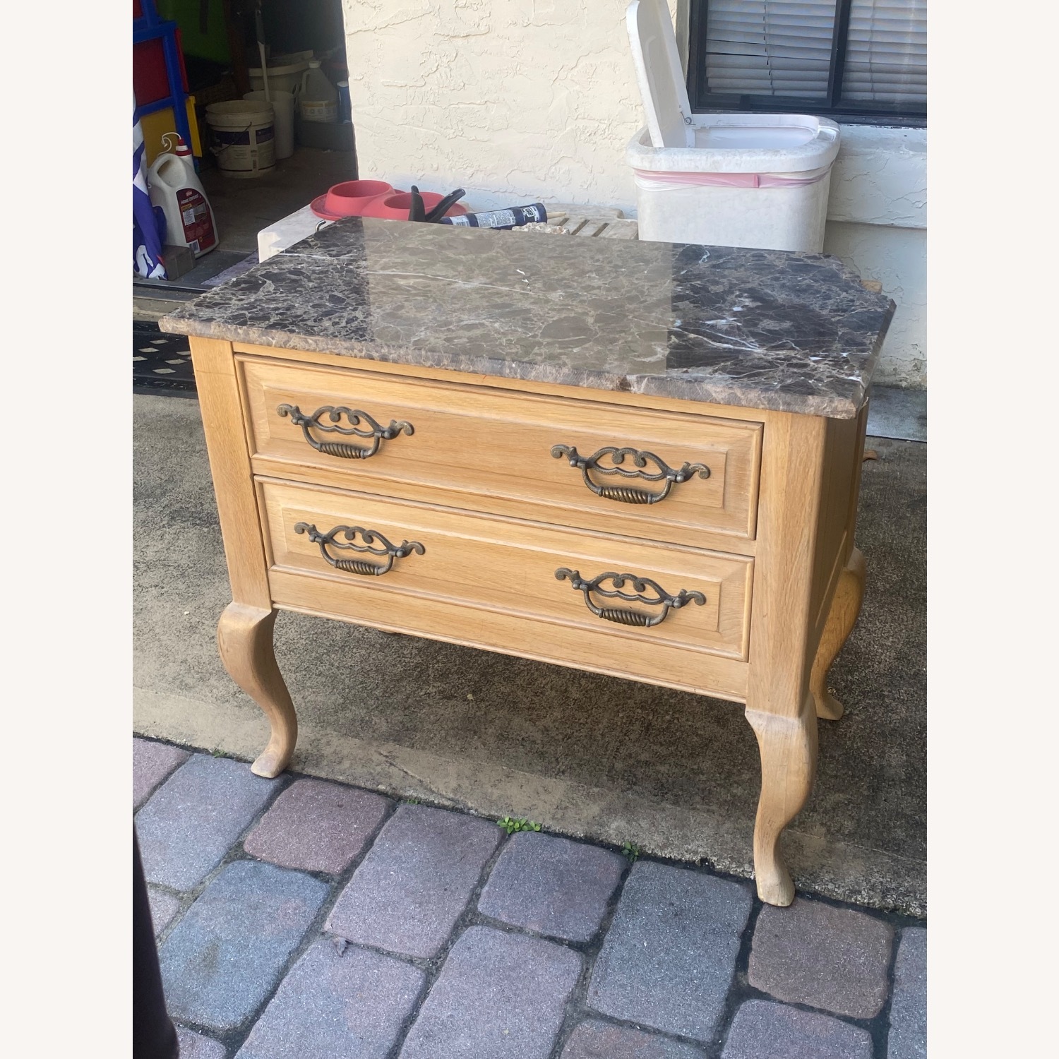 Set of Thomasville Wood and Marble Nightstands  - image-1