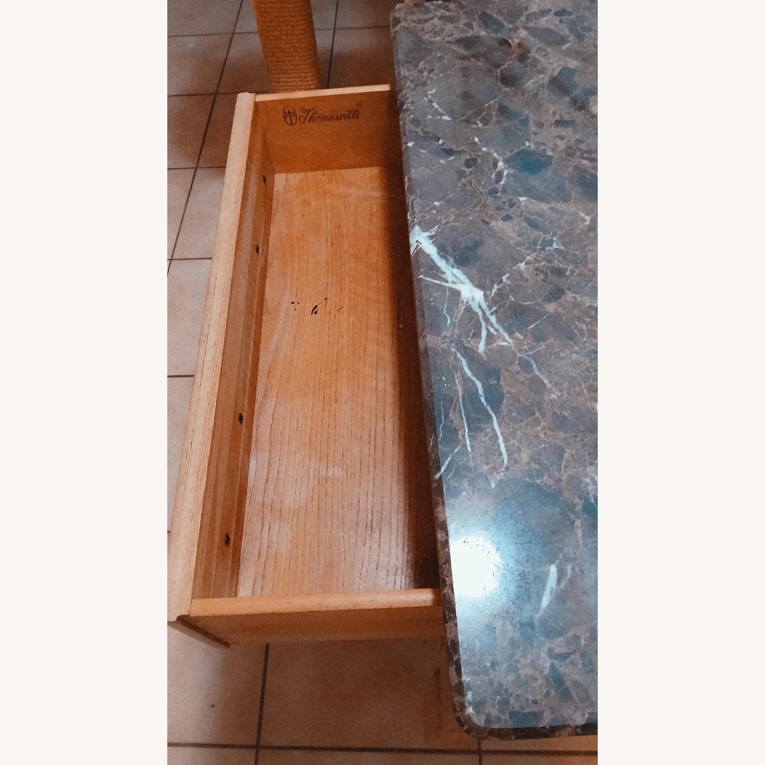 Set of Thomasville Wood and Marble Nightstands  - image-3