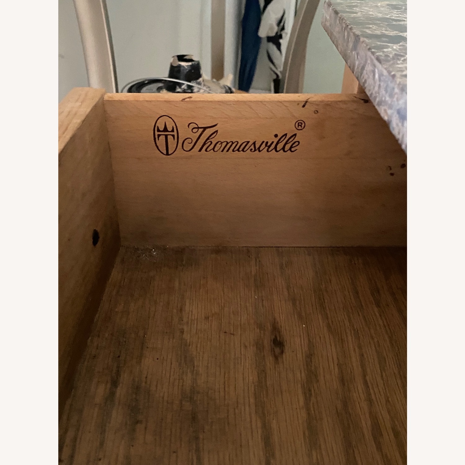 Set of Thomasville Wood and Marble Nightstands  - image-2