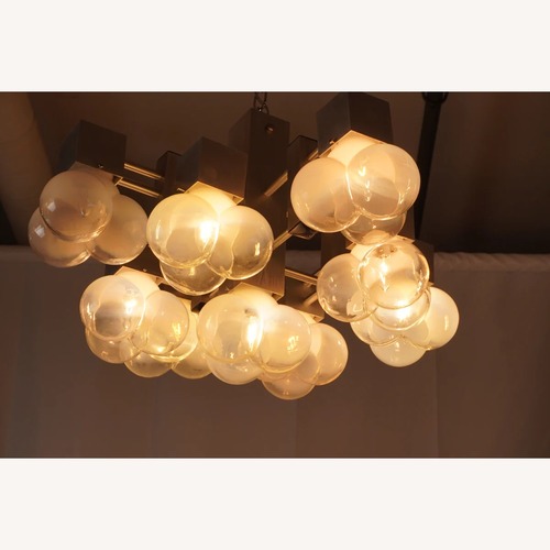 Used Sciolari Style Aluminum & Glass Chandelier for sale on AptDeco