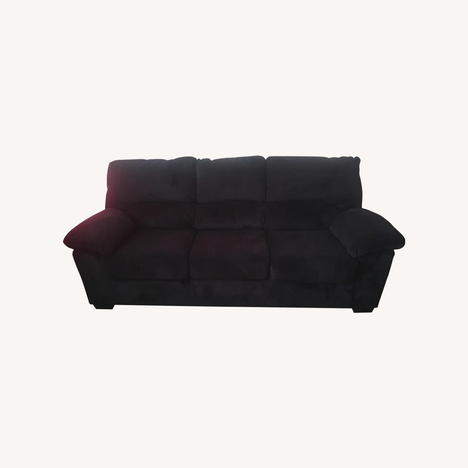 Black Fabric 3+ Seater Sofa - image-0
