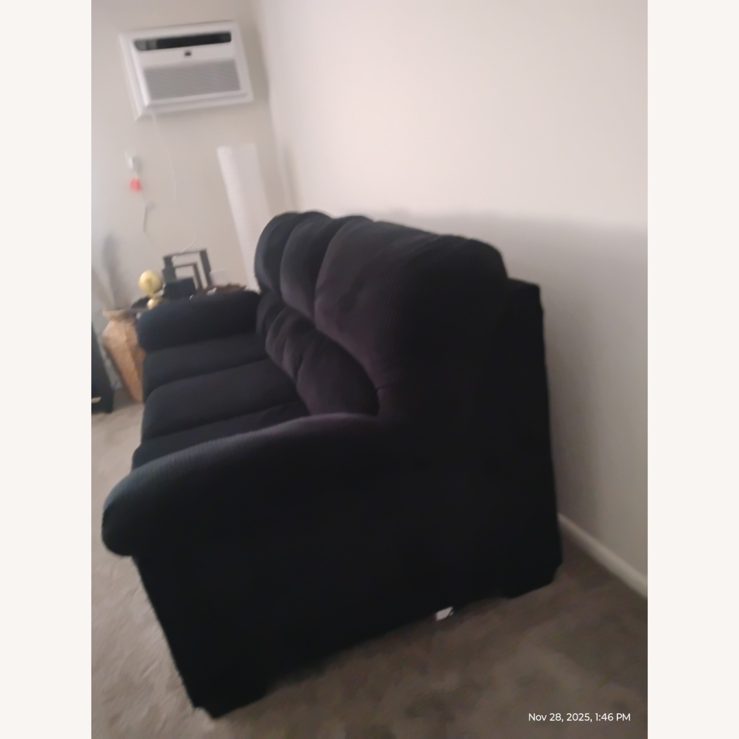 Black Fabric 3+ Seater Sofa - image-3