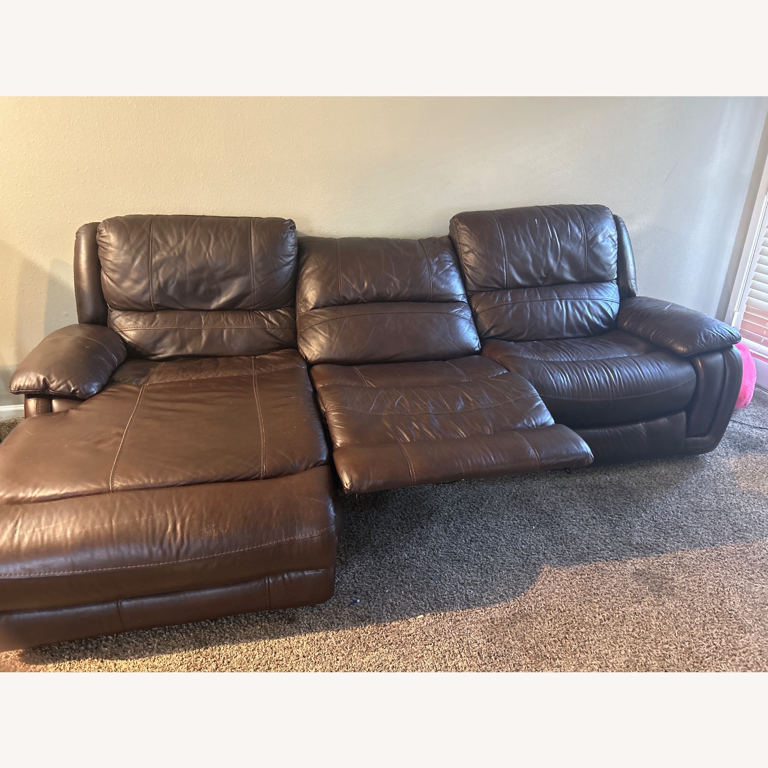 3 piece Reclining Sectional Loveseat Couch  - image-1