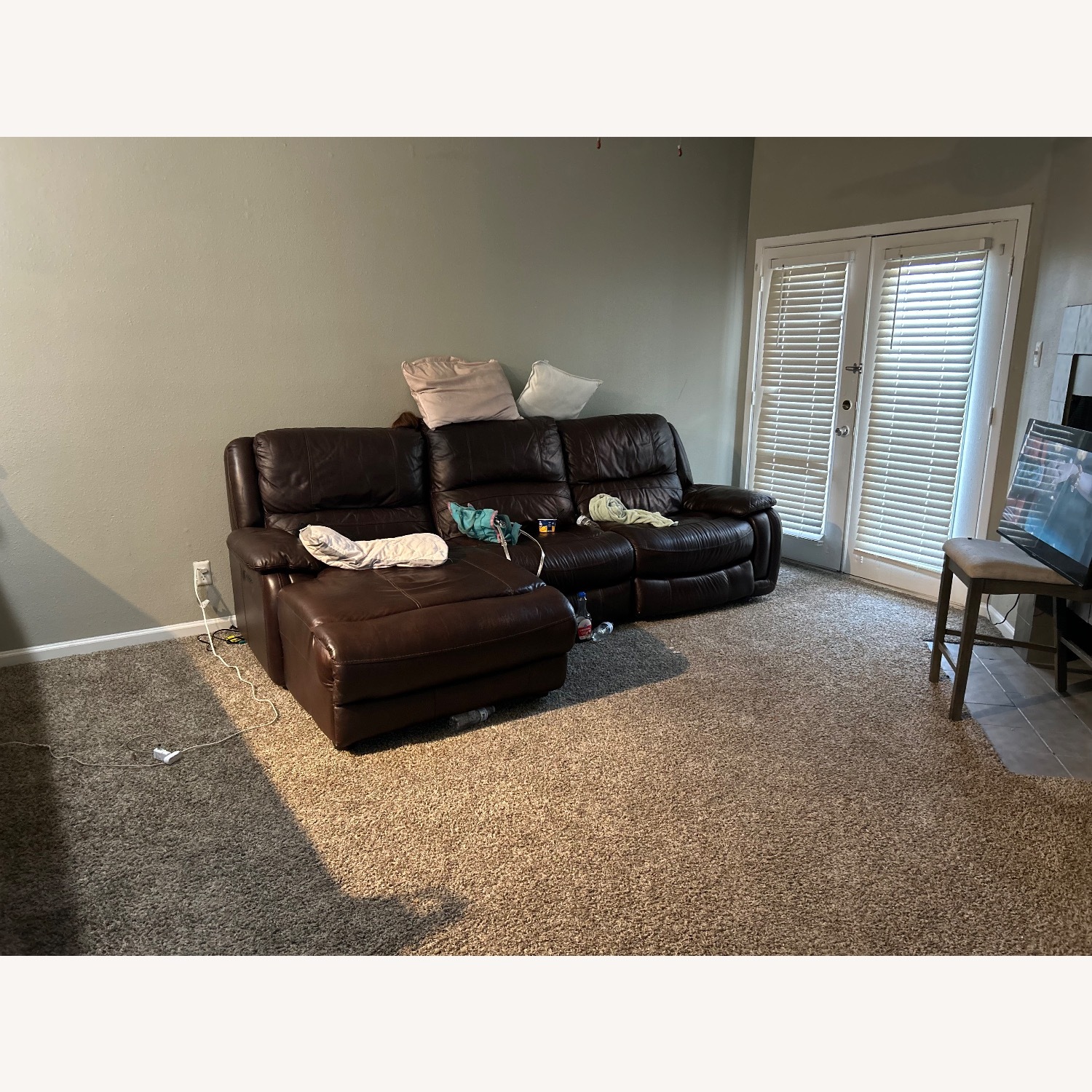 3 piece Reclining Sectional Loveseat Couch  - image-2