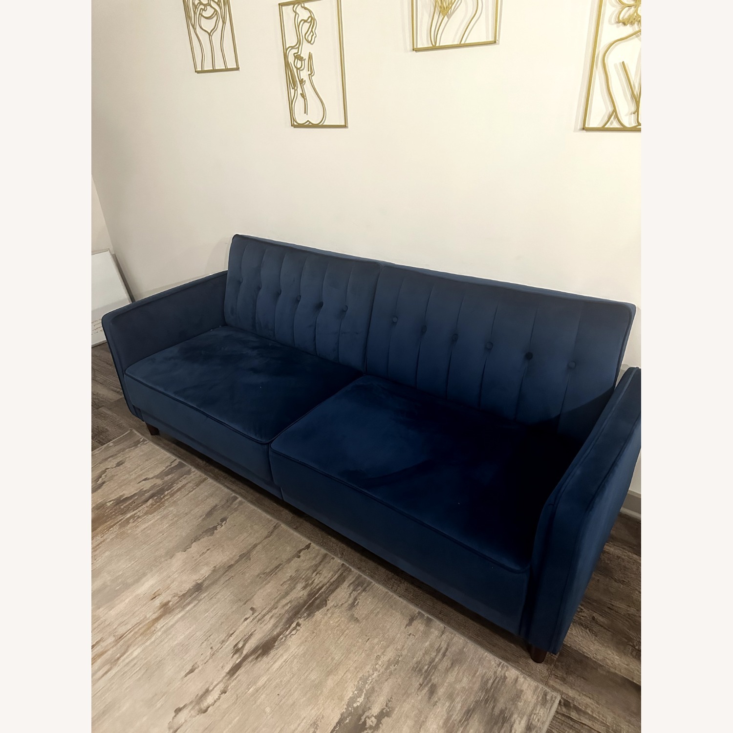 Mercury Row Blue Velvet Futon - image-3
