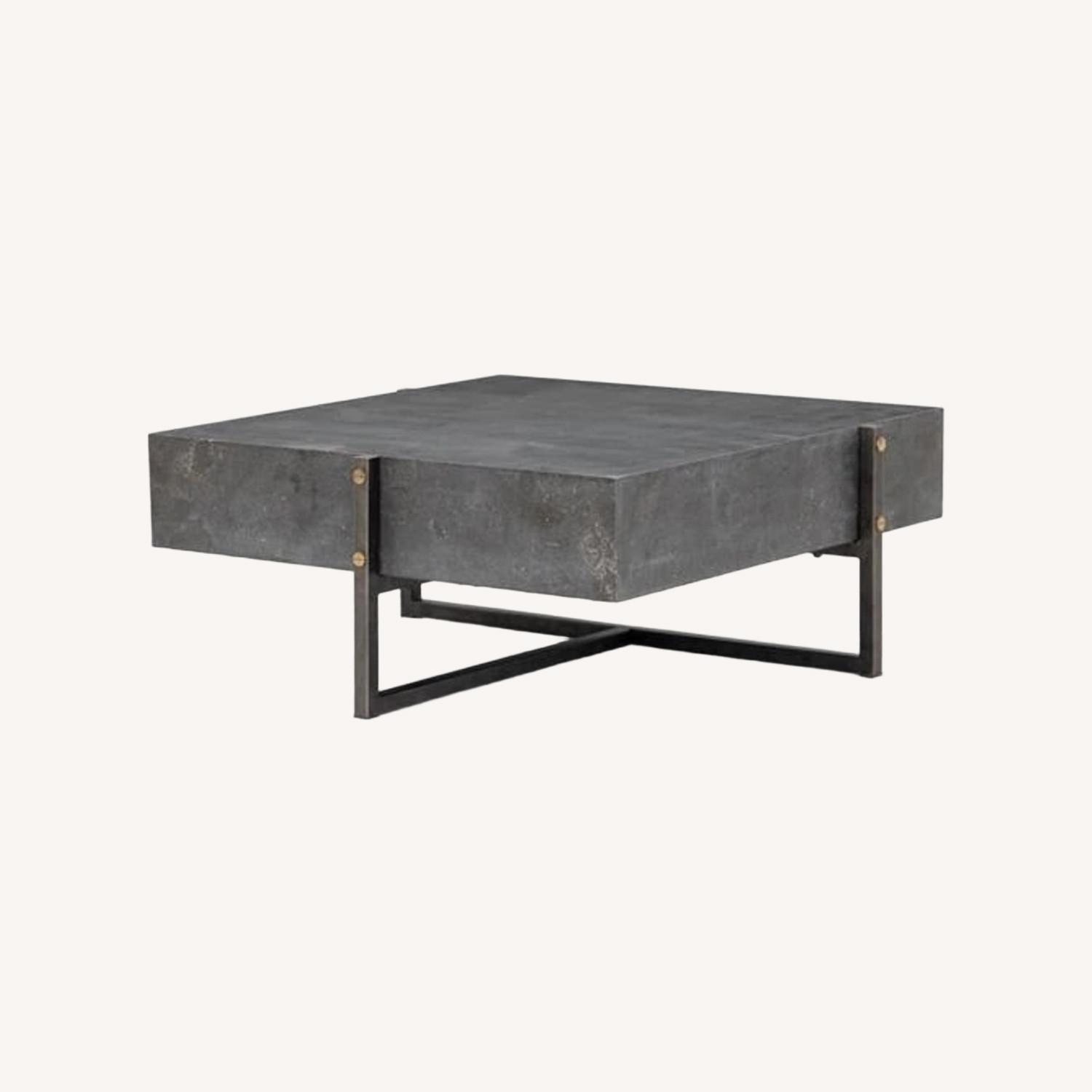 Kathy Kuo Bluestone Iron Coffee Table - image-0