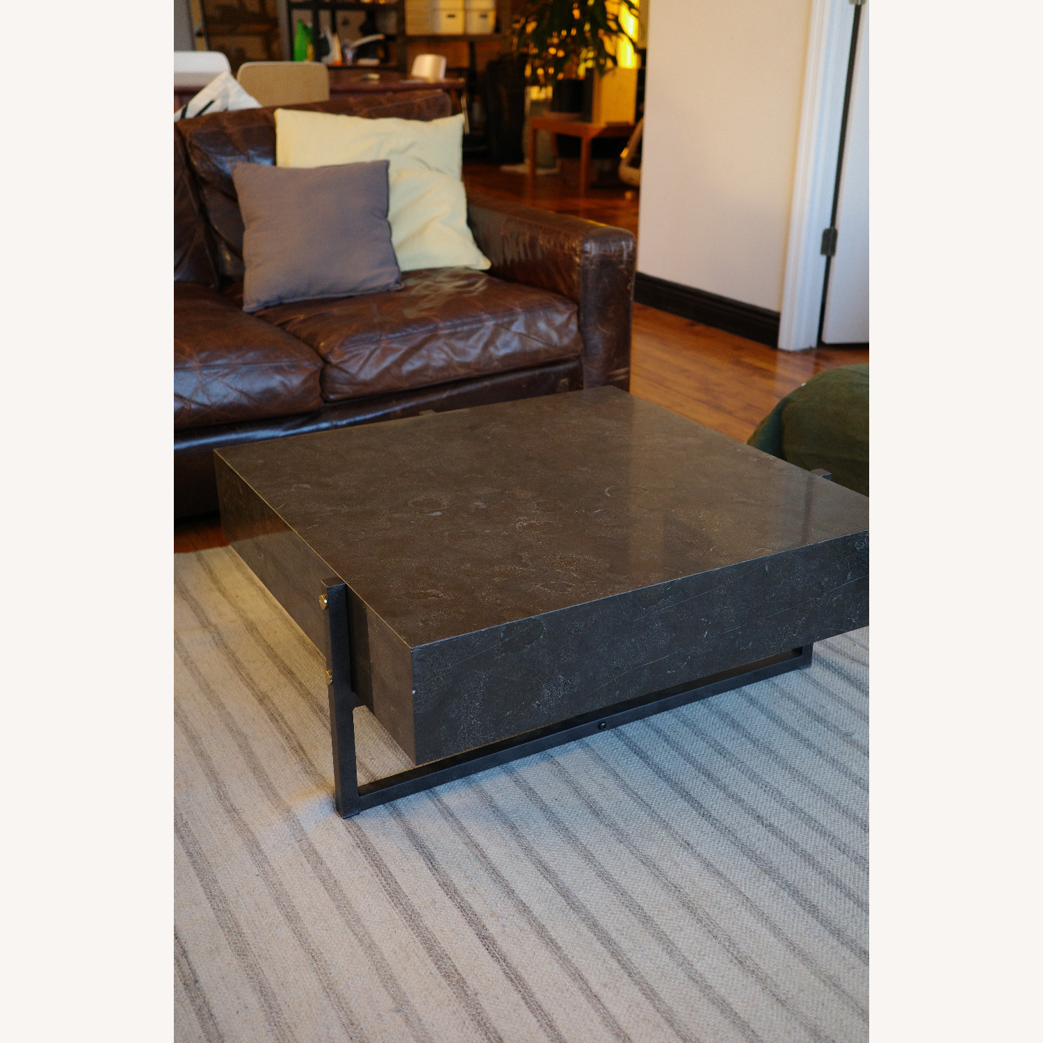 Kathy Kuo Bluestone Iron Coffee Table - image-4