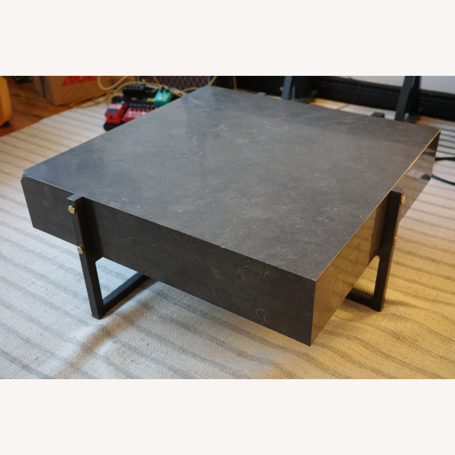 Kathy Kuo Bluestone Iron Coffee Table - image-3