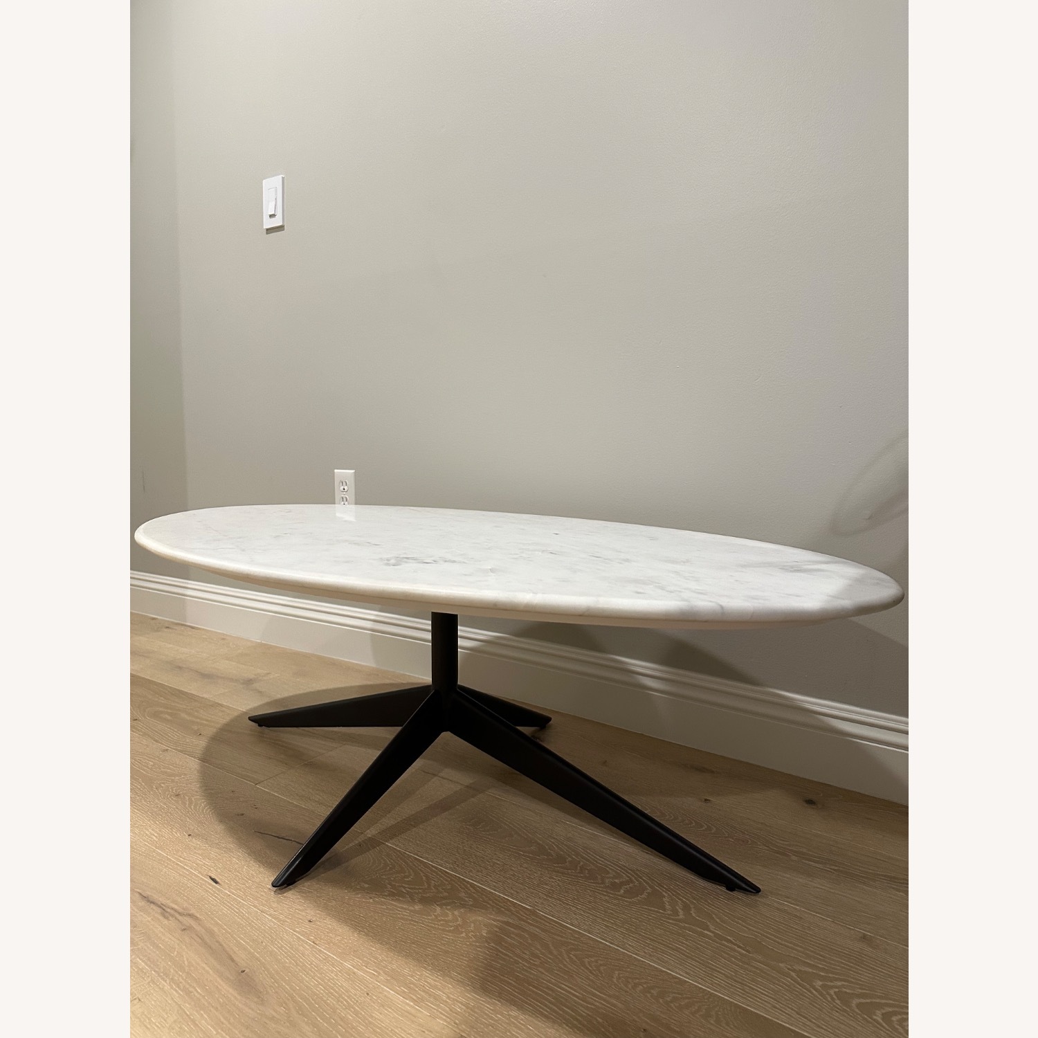 West Elm White Marble Coffee Table - image-2