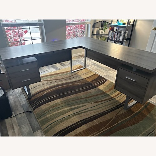 Used 70 inch L Shaped Taupe Desk for sale on AptDeco