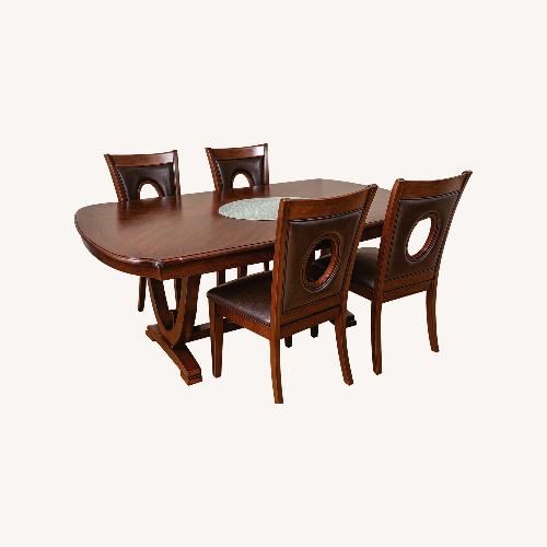 Used Solid Wood & Leather Chairs 5 Pc Dining Set for sale on AptDeco