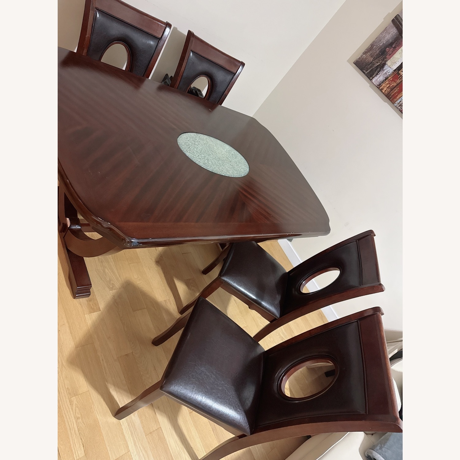 Solid Wood & Leather Chairs 5 Pc Dining Set - image-7