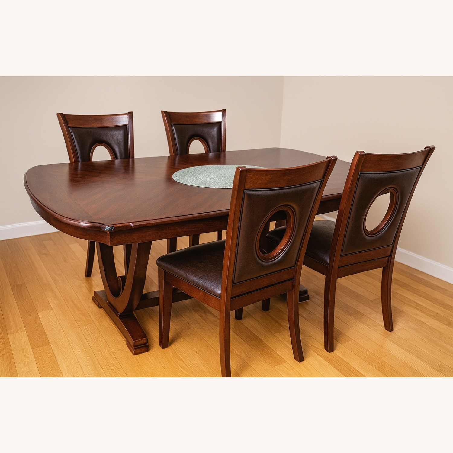 Solid Wood & Leather Chairs 5 Pc Dining Set - image-2