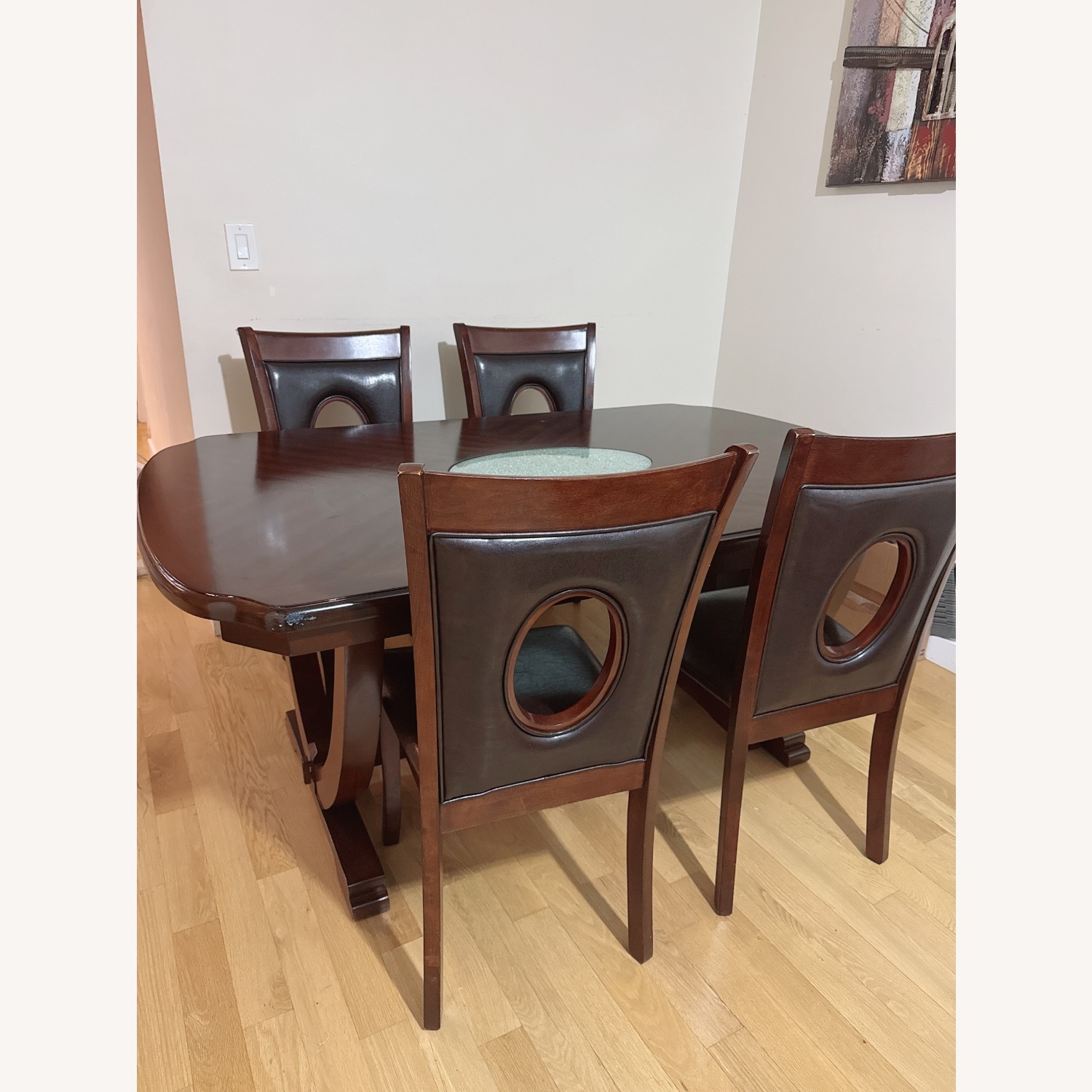 Solid Wood & Leather Chairs 5 Pc Dining Set - image-4