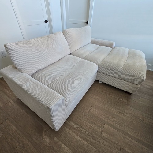 Used Wade Logan Beige Corduroy Sectional for sale on AptDeco