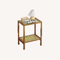 2-Tier Rattan Table - Brown