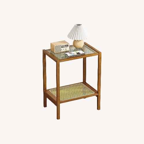 Used 2-Tier Rattan Table - Brown for sale on AptDeco