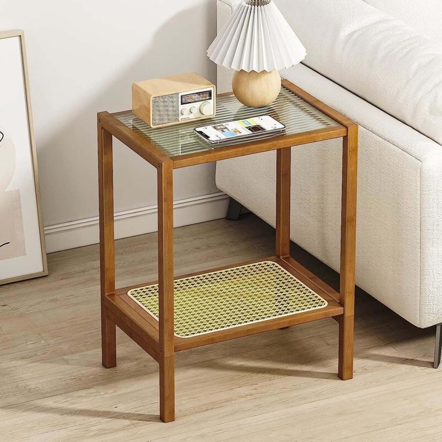 2-Tier Rattan Table - Brown - image-7
