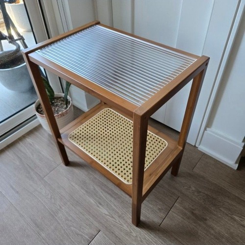 Used 2-Tier Rattan Table - Brown for sale on AptDeco
