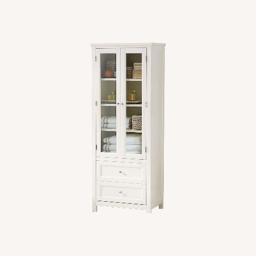 Used Pottery Barn White/Cream Wood Armoire for sale on AptDeco