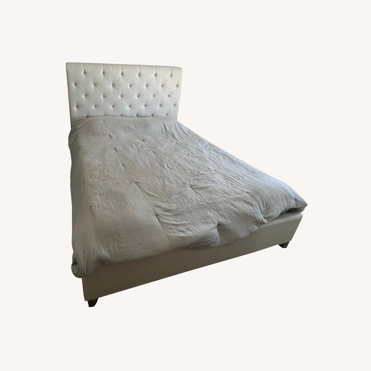 Light Gray Fabric King Bed - image-0