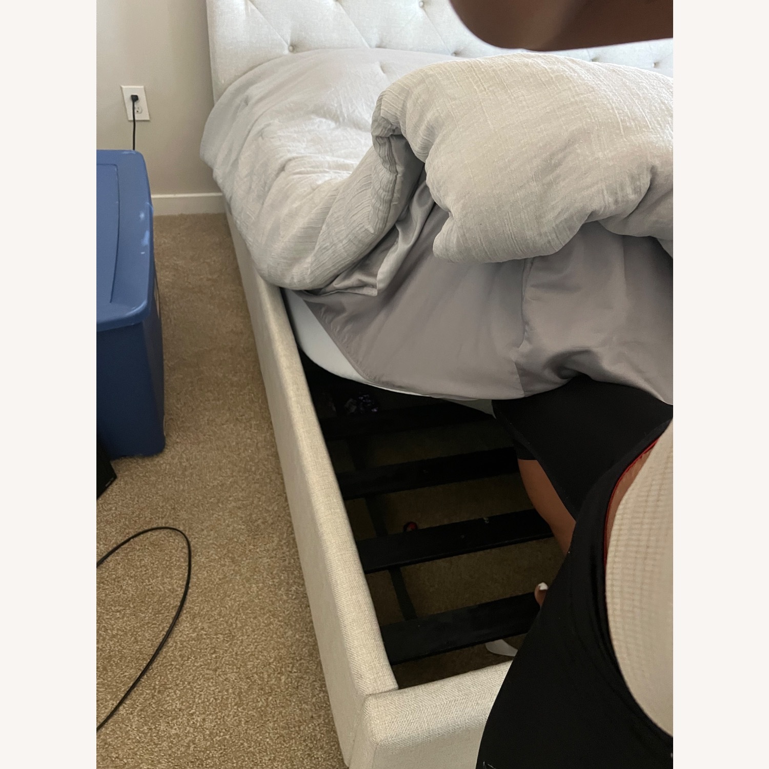 Light Gray Fabric King Bed - image-5