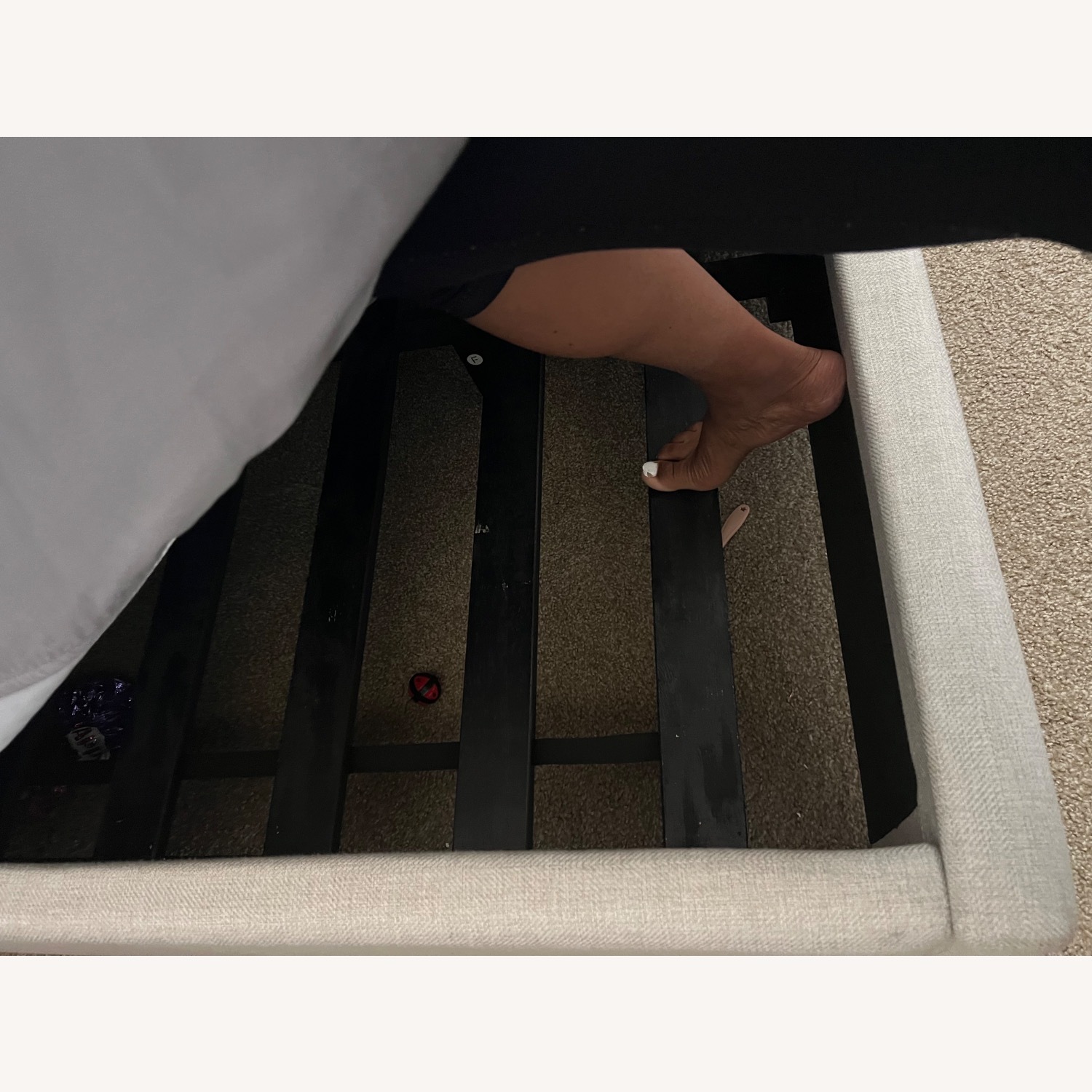 Light Gray Fabric King Bed - image-4