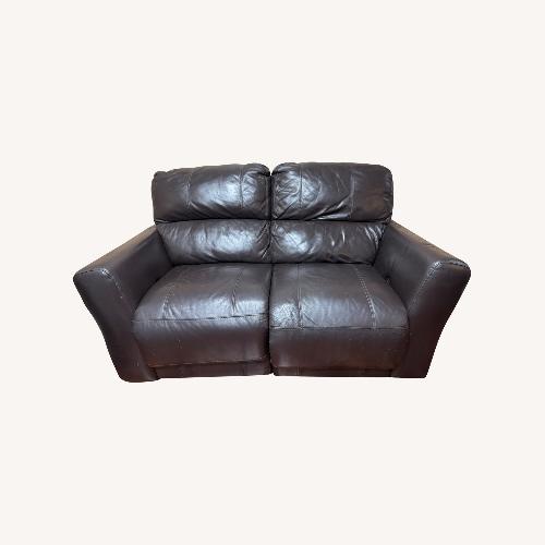 Used Macy's Dark Brown Leather Loveseat for sale on AptDeco