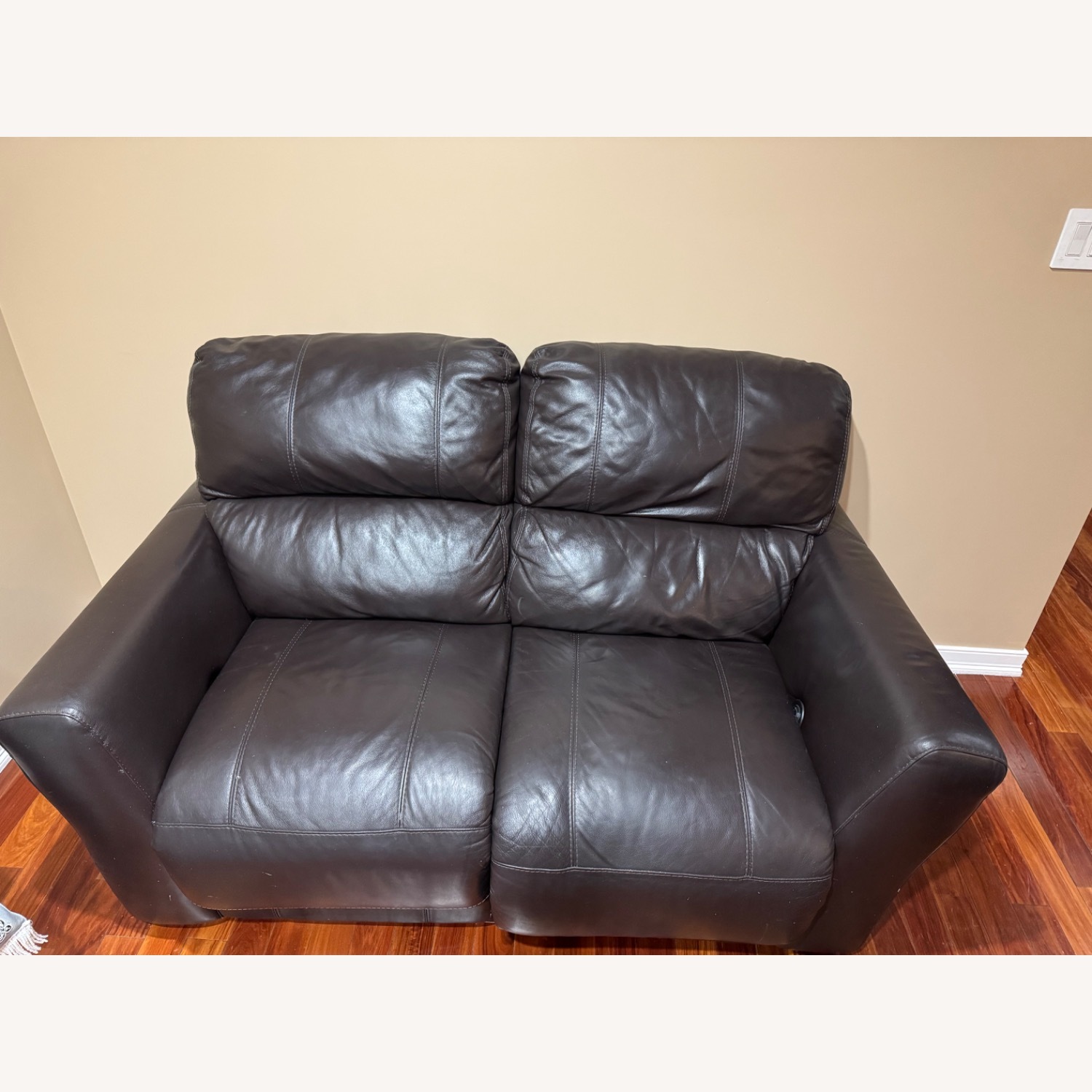 Macy's Dark Brown Leather Loveseat - image-2