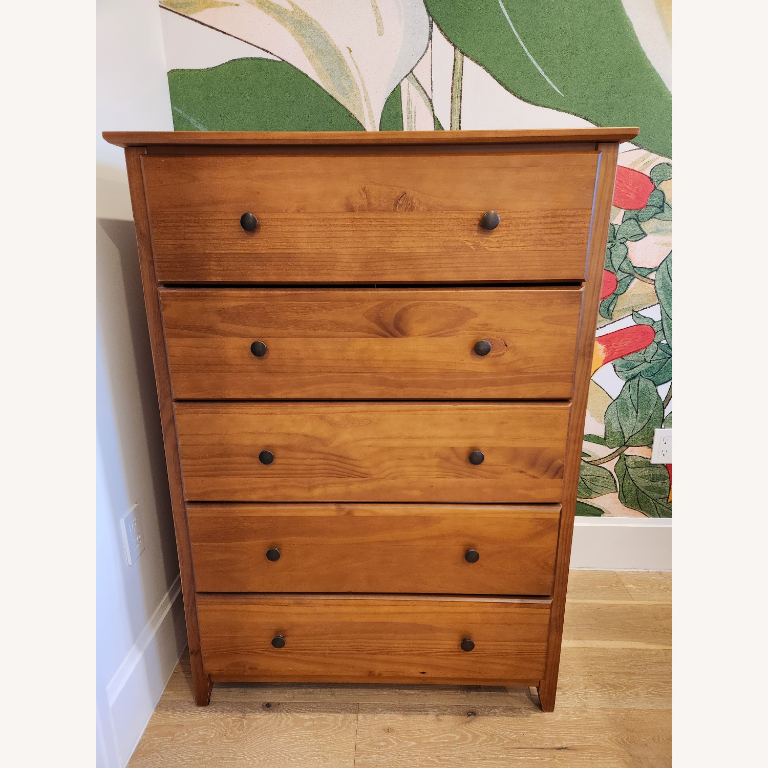 Shaker Style 5 Drawer Pine Wood Dresser - image-1